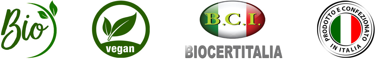 Bio, Vegano, Biocertitalia, Prodotto e Confezionato in Italia